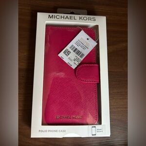 Michael Kors Vibrant Pink Folio Phone Case NEW